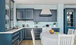 Цвета которые сочетаются с синим в интерьере кухни