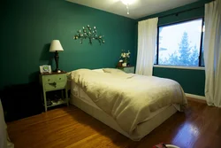 Bedroom Interior With Green Wallpaper Photo