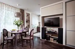 Studio mənzil dizaynı 35 kv m mətbəx ilə