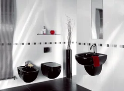 Bathroom with black sink photo