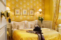 Yellow color in the bedroom interior