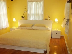 Yellow color in the bedroom interior