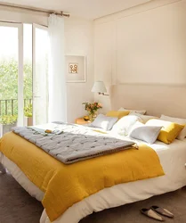 Yellow color in the bedroom interior