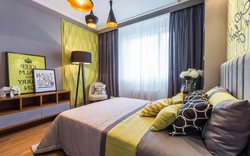 Combination of yellow color in the bedroom interior