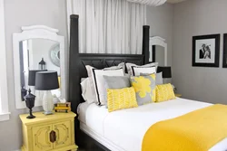 Combination of yellow color in the bedroom interior