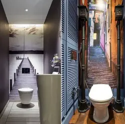 Toilet in loft style in apartment photo design