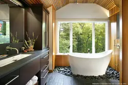 Bathroom with floor-to-ceiling windows photo