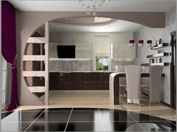 Kitchen partition in a studio apartment photo