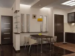 Design of the kitchen and hallway together in the house photo