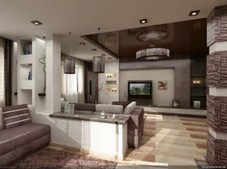 Design of the kitchen and hallway together in the house photo