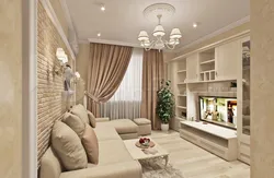 Beige living room photo in modern style