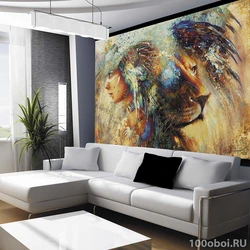 Modern fresco in the living room interior