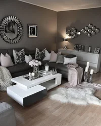 Boz Qəhvəyi Qonaq Otağı Dizaynı