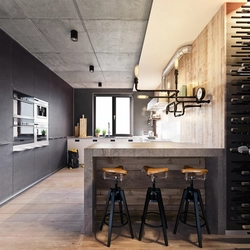 Interyerdagi loft oshxona fotosurati uchun bar taymerlari