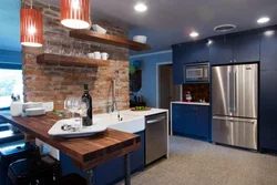 Loft-style kitchens with a bar counter photo design