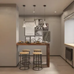 Loft-style kitchens with a bar counter photo design