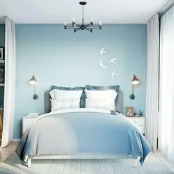 Bedroom design in gray and blue tones