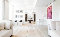 Apartment design with white floor and white walls