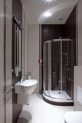 Black and white bathroom with shower photo