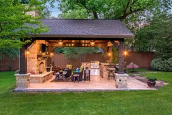 Kitchen in the country with barbecue photo