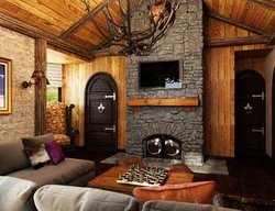 Living room wood trim photo