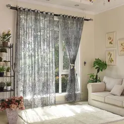Tulle for the windows in the living room design options photo