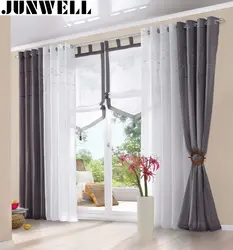 Tulle for the windows in the living room design options photo