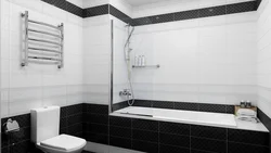 Ванна бөлмесі тек ақ плиткалары бар фотосурет