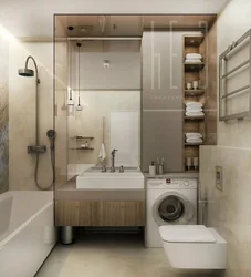 Design of a small bath with toilet and machine