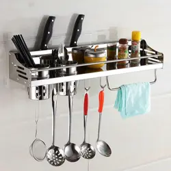 Kitchen railing with hooks photo