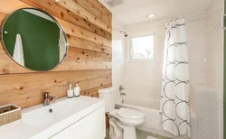 Wooden walls in the bathroom photo
