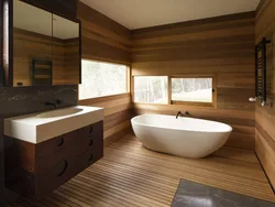 Wooden Walls In The Bathroom Photo