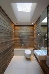 Wooden walls in the bathroom photo