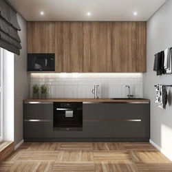 Kitchen white top wooden bottom with white countertop photo