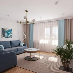 Interior in gray turquoise tones living room