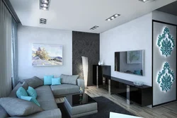 Interior in gray turquoise tones living room