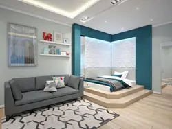 Bedroom design in an apartment with a sofa