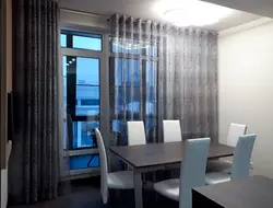 Curtains in the interior of the kitchen living room in a modern style photo