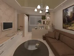 Living room with loggia 17 m design