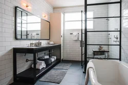 Bath design with glass partition