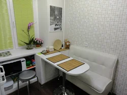 Tables in the kitchen Khrushchev in the interior photo