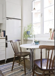 Tables in the kitchen Khrushchev in the interior photo
