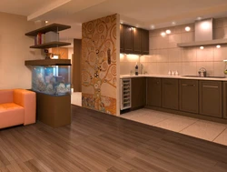 Floor design kitchen combined with living room