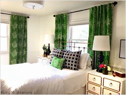 Green curtains for bedroom photo