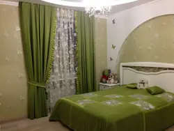 Green curtains for bedroom photo