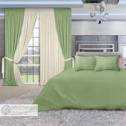 Green curtains for bedroom photo