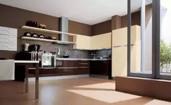 Colors combined with brown and beige in the kitchen interior