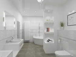 White Bathroom Design With Flowers