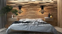 Modern bedroom made of wood photo