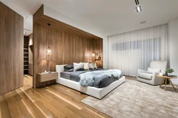 Modern bedroom made of wood photo